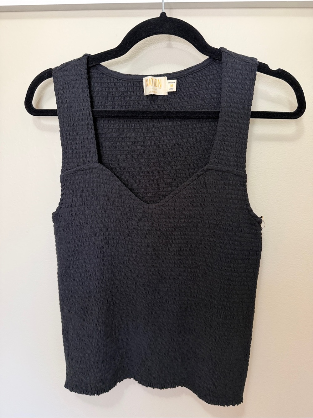 Nation LTD Black Textured Sweetheart Tank